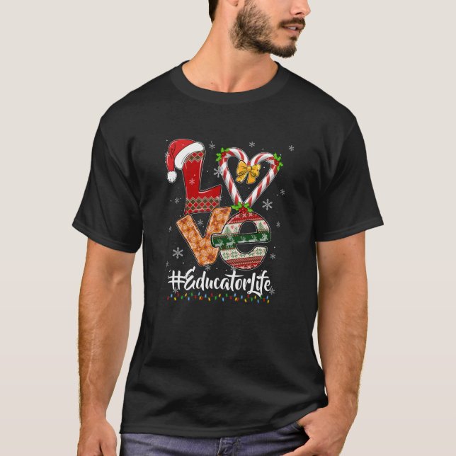 Camiseta Candy Cane AMAVA Educador Vida Engraçada Paja Nata (Frente)