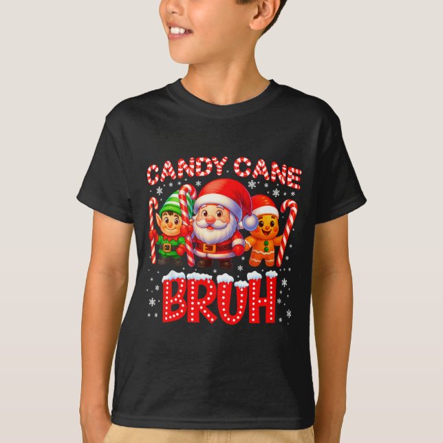 Camiseta Candy Cane Bruh Cute Santa Elf Christmas Xmas Boy  (Frente)