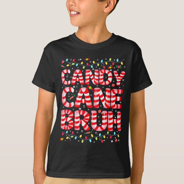 Camiseta Candy Cane Bruh Tree Light Pjs Christmas Xmas Men  (Frente)
