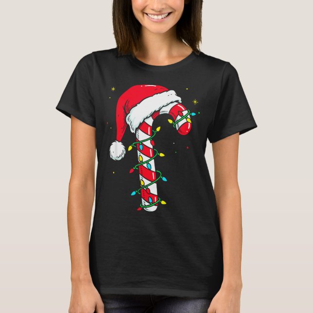 Camiseta Candy Cane Christmas Shirt Santa Hat Family Matchi (Frente)