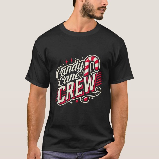 Camiseta Candy Cane Crew Christmas Cute Holiday Group Art (Frente)