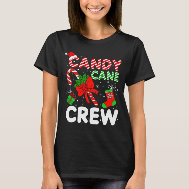 Camiseta Candy Cane Crew Christmas Funny Xmas Matching Fami (Frente)