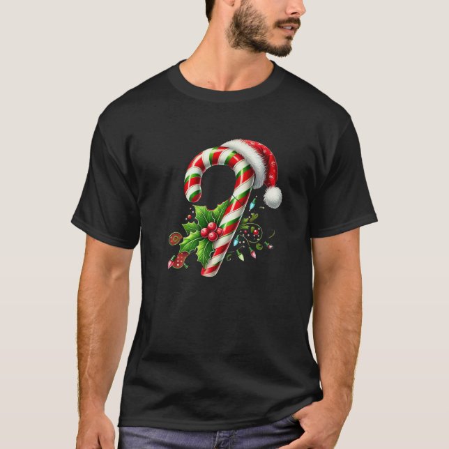 Camiseta Candy Cane Crew Christmas Lights Family Matching X (Frente)