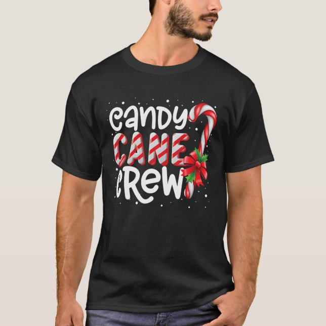 Camiseta Candy Cane Crew Engraçado Correspondência De Doces (Frente)