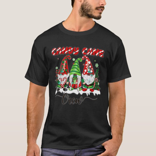 Camiseta Candy Cane Crew Engraçado Correspondência de Natal (Frente)
