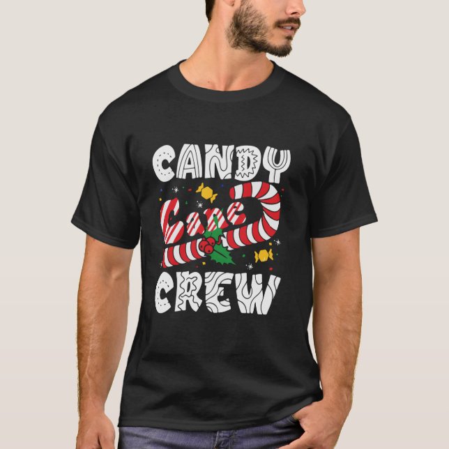 Camiseta Candy Cane Crew Engraçado Correspondência de Natal (Frente)