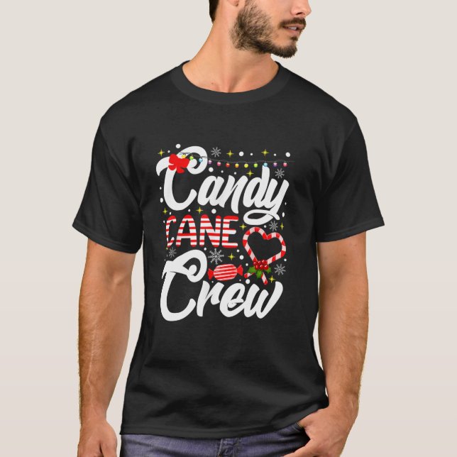 Camiseta Candy Cane Crew Engraçado Doces De Natal Com Engra (Frente)