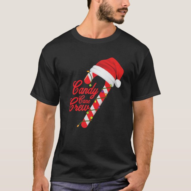 Camiseta Candy Cane Crew Engraçado Homem-Pão De Natal Engra (Frente)