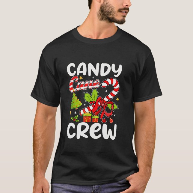 Camiseta Candy Cane Crew Papais noeis de Natal Doces no Xma (Frente)