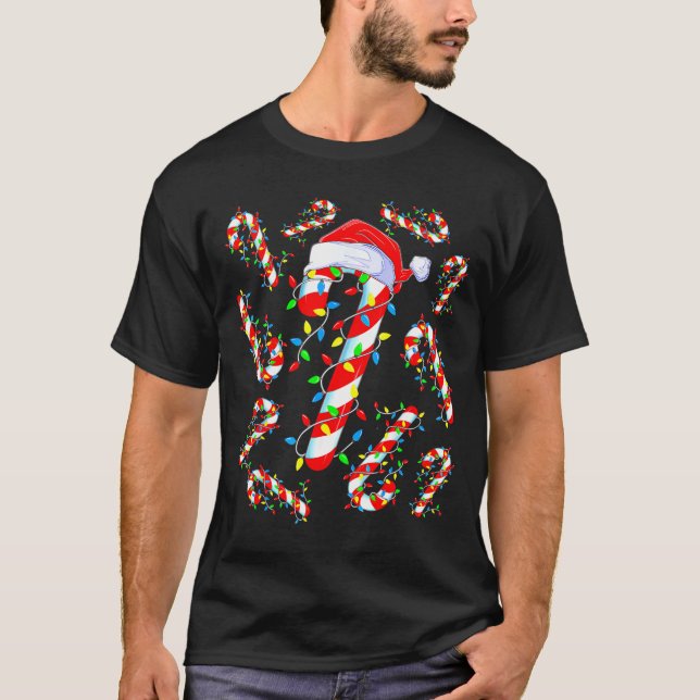 Camiseta Candy Cane Crew Red And White Santa Funny Christma (Frente)