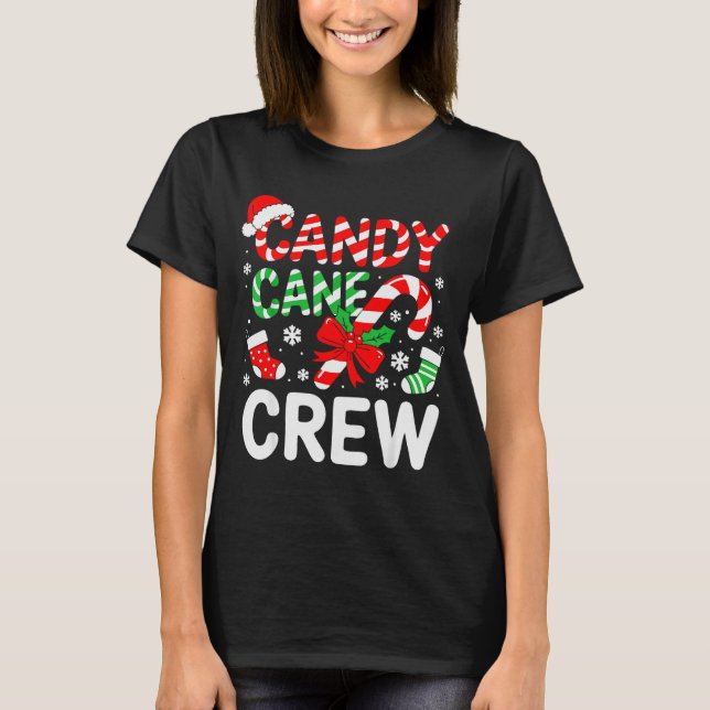 Camiseta Candy Cane Crew Shirt Adult Men Women Kids Christm (Frente)