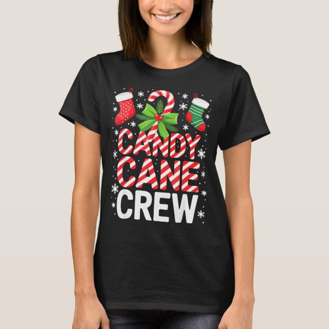 Camiseta Candy Cane Crew Shirt Adult Men Women Kids Christm (Frente)