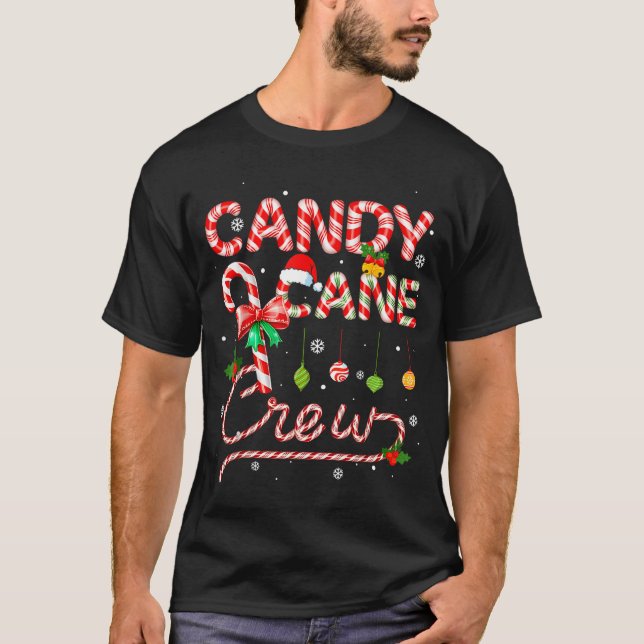 Camiseta Candy Cane Crew Xmas Adult Men Women Kids Christma (Frente)