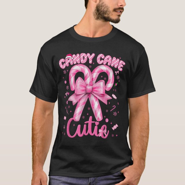 Camiseta Candy Cane Cutie Coquette Pajamas Pjs Natal Xm (Frente)