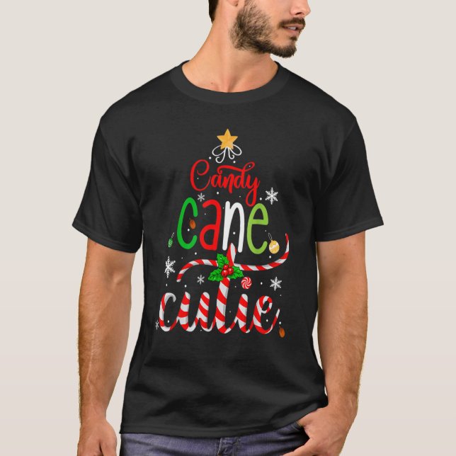 Camiseta Candy Cane Cutie natal Boys Raparigas Kids Xmas Pa (Frente)