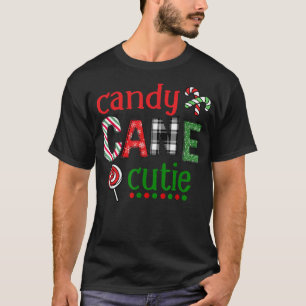 Camiseta Candy Cane Cutie Red Xadrez Leopard Felry Natal