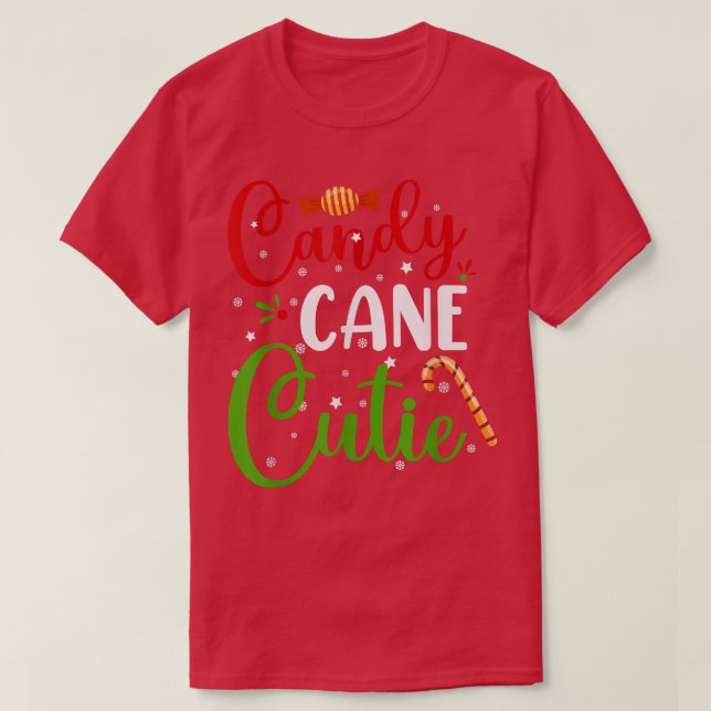 Camiseta Candy Cane CutieNatal Engraçado Bonitos presentes  (Frente do Design)