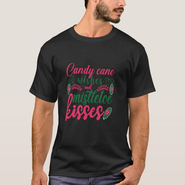 Camiseta Candy Cane Deseja E Mistura Kisses Natal L (Frente)
