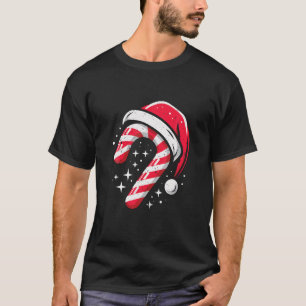 Camiseta Candy Cane Feliz e Bright Red e White Candy Co