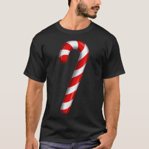 Camiseta Candy Cane Feliz e Bright Red e White Candy Co