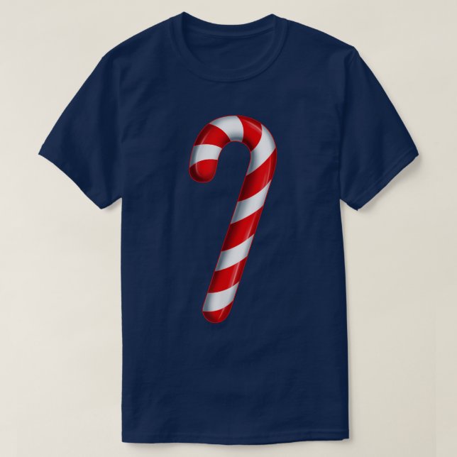 Camiseta Candy Cane Feliz e Bright Red e White Candy Co (Frente do Design)