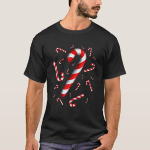 Camiseta Candy Cane Feliz e Bright Red e White Candy Co