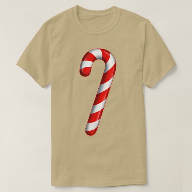 Camiseta Candy Cane Feliz e Bright Red e White Candy Co (Frente do Design)