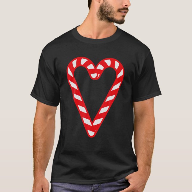 Camiseta Candy Cane Feliz e Bright Red e White Candy Co (Frente)