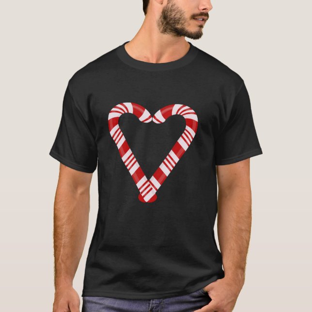 Camiseta Candy Cane Heart Christmas Hilarious X mas Red e (Frente)