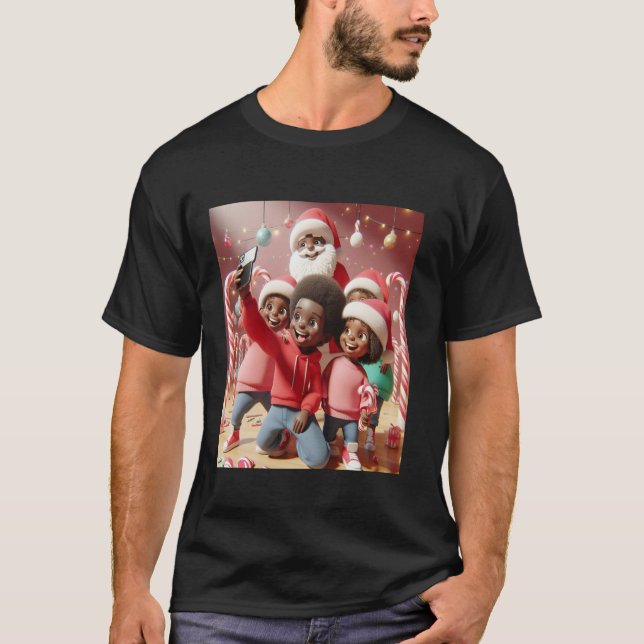 Camiseta Candy Cane Lane African American Papais noeis Grou (Frente)