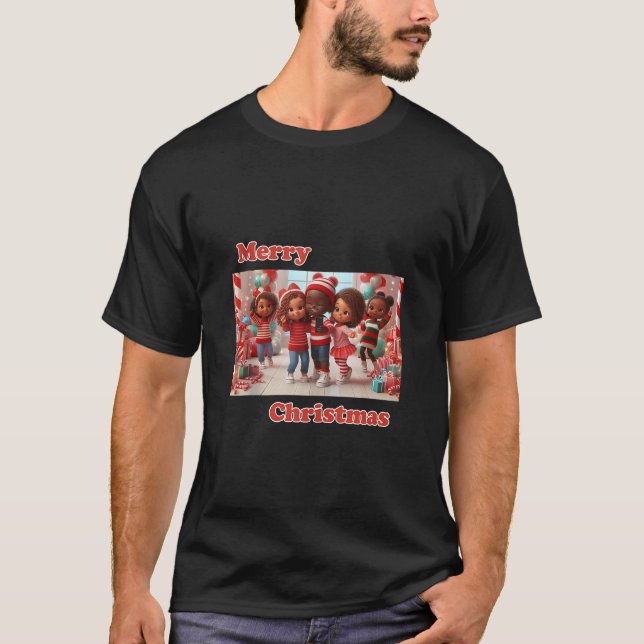 Camiseta Candy Cane Lane African Christmas Selfie (Frente)