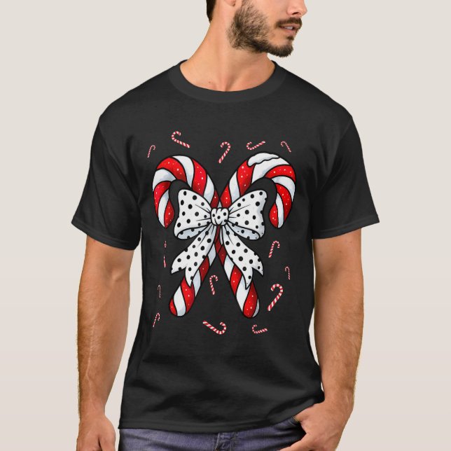 Camiseta Candy Cane Merry And Bright Red And White Candy Co (Frente)