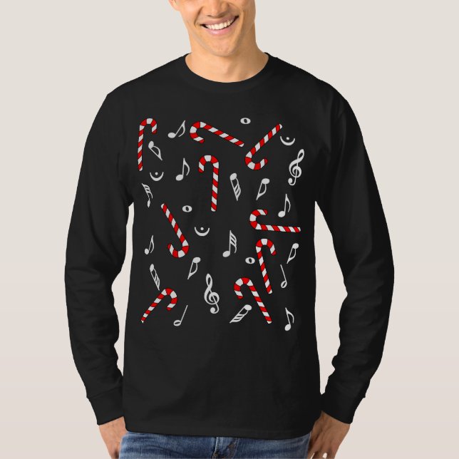 Camiseta Candy Cane Music Notes (Frente)