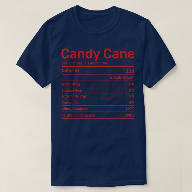 Camiseta Candy Cane Nutrition Chart Christmas Funny Family  (Frente do Design)