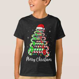 Camiseta Candy Cane Santa Hat Engraçado Natal da Feliz da Á