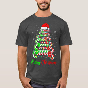 Camiseta Candy Cane Santa Hat Engraçado Natal da Feliz da Á