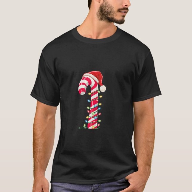 Camiseta Candy Cane Santa Hat Xmas Light Kids (Frente)