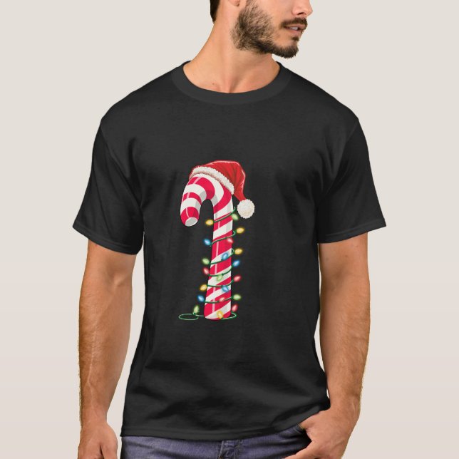 Camiseta Candy Cane Santa Hat Xmas Light Kids (Frente)