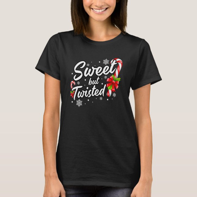Camiseta Candy Cane Sweet But Twisted  Christmas (Frente)