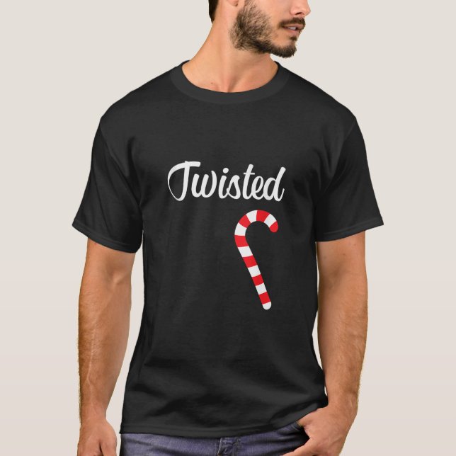 Camiseta Candy Cane Twisted Combing Casais de Natal Paja (Frente)