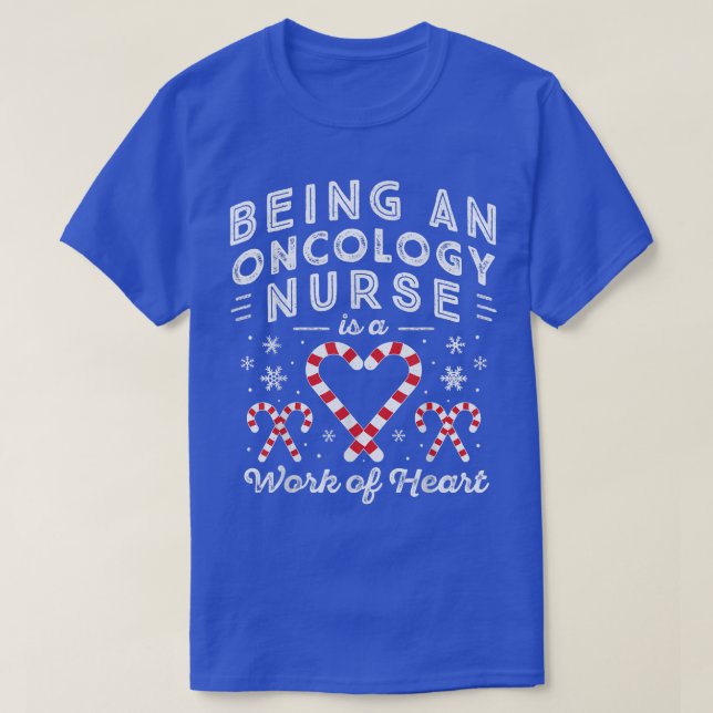 Camiseta Candy Cane Work Heart Men NP Oncology Nury (Frente do Design)