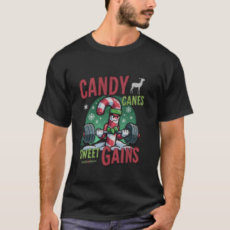 Camiseta Candy Canes Doce Ganha Engraçada Formação De Gym C