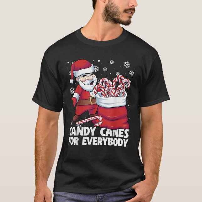 Camiseta Candy Canes For Everybody Santa Christmas Candy Ca (Frente)