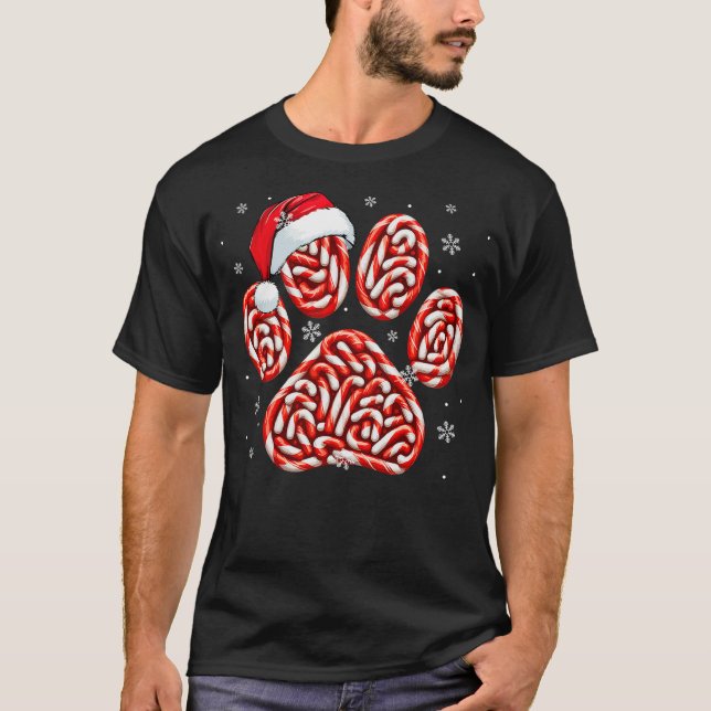 Camiseta Candy Canes In Dog Paw Xmas Dog Cat Owner Family K (Frente)