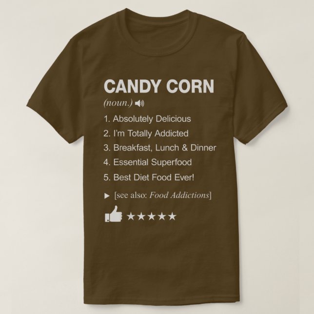 Camiseta Candy Corn Definition Significando Engraçado (Frente do Design)