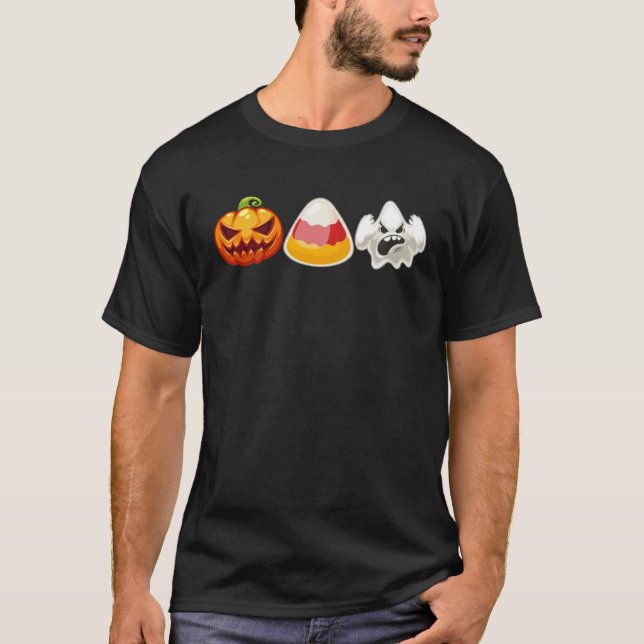 Camiseta Candy Corn Ghost Pumpkin Fun Halloween Costume Kid (Frente)