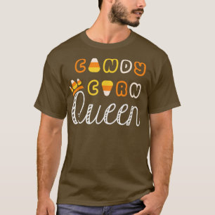 Camiseta Candy Corn Queen Dia de as Bruxas engraçado Candy