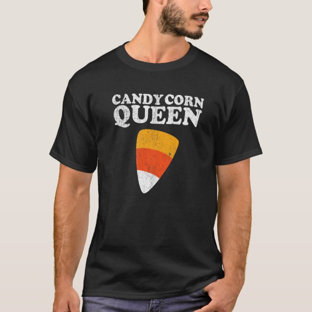 Camiseta Candy Corn Queen Halloween Retro Costum anos 80 70 (Frente)