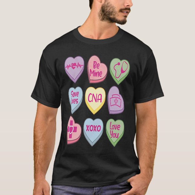Camiseta Candy Heart Conversation Nicu CNA ValentinesDay (Frente)