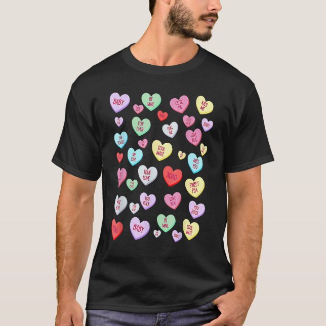 Camiseta Candy Heart Love Valentine's Day Boys Girls Kids (Frente)